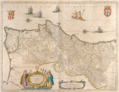 ウィレム・ブラウ著『Theatrum Orbis Terrarum, sive Atlas Novus』（アムステルダム）所収のポルトガルとアルガルヴェ。 作： Willem Blaeu