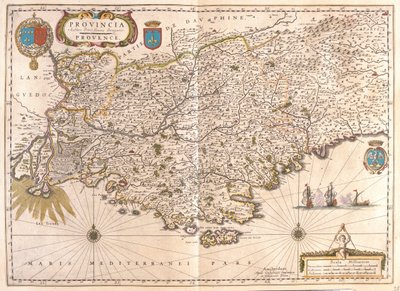 ウィレム・ブラウ著『Theatrum Orbis Terrarum, sive Atlas Novus』（アムステルダム）所収のプロヴァンス地方。 作： Willem Blaeu