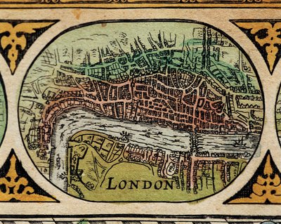 ""ロンドン市の表現 "" Willem Janszoon Blaeu（1571-1638）の「世界の劇場」における世界地図のディテール 作： Willem Blaeu