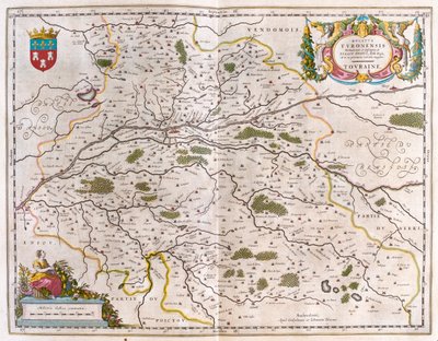 ウィレム・ブラウ作「Theatrum Orbis Terrarum, sive Atlas Novus」（アムステルダム）に描かれたロワール川と町（ブロワーズ、アンボワーズ）-トゥーレーヌ地方 作： Willem Blaeu