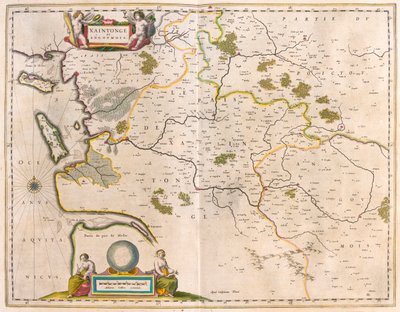 サントンジュとアングモア、シャラント＝マリティーム県、ウィレム・ブラウ著『Theatrum Orbis Terrarum, sive Atlas Novus』所収、アムステルダム 作： Willem Blaeu