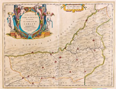 サルラ地方-ベルジュラック-クーズ-ヴィル・フランシュ（アムステルダム、ウィレム・ブラウ著『Theatrum Orbis Terrarum, sive Atlas Novus』所収 作： Willem Blaeu
