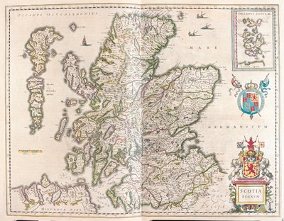 スコットランド（アムステルダム、ウィレム・ブラウ著『Theatrum Orbis Terrarum, sive Atlas Novus』所収 作： Willem Blaeu