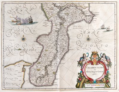 イタリア、カラブリア南方、アムステルダム、ウィレム・ブラウ作「Theatrum Orbis Terrarum, sive Atlas Novus」所蔵 作： Willem Blaeu