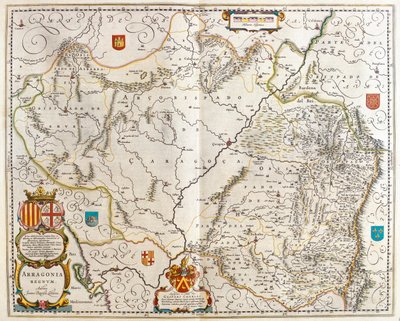 アムステルダム、ウィレム・ブラウ著『Theatrum Orbis Terrarum, sive Atlas Novus』所収のスペイン領アラゴン州。 作： Willem Blaeu