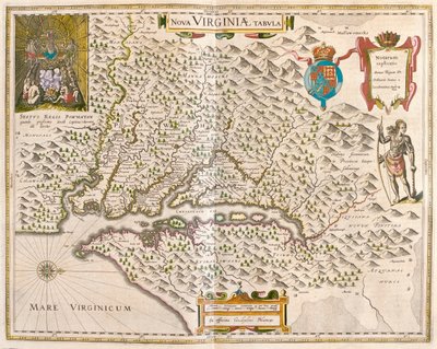 ウィレム・ブラウ著「Theatrum Orbis Terrarum, sive Atlas Novus」（アムステルダム）所収のバージニア州、チェサピーク地方。 作： Willem Blaeu