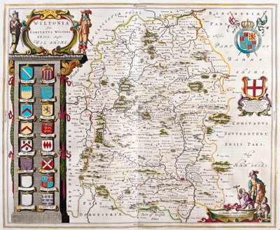 ウィレム・ブラウ著『Theatrum Orbis Terrarum, sive Atlas Novus』（アムステルダム）所収のウィルシャー。 作： Willem Blaeu