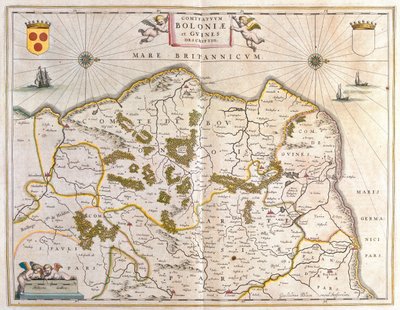 アムステルダム、ウィレム・ブラウ著『Theatrum Orbis Terrarum, sive Atlas Novus』所収、ブリーク、カレー、グレベリンゲ 作： Willem Blaeu