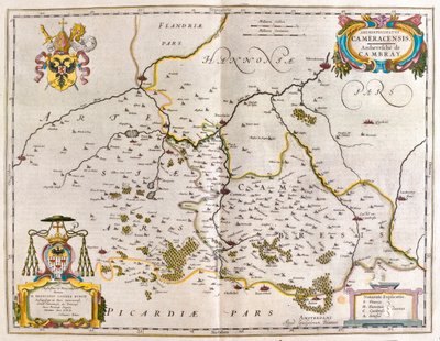 ウィレム・ブラウ著『Theatrum Orbis Terrarum, sive Atlas Novus』（アムステルダム）所収のcambrey、crevecoeur、bouchain。 作： Willem Blaeu