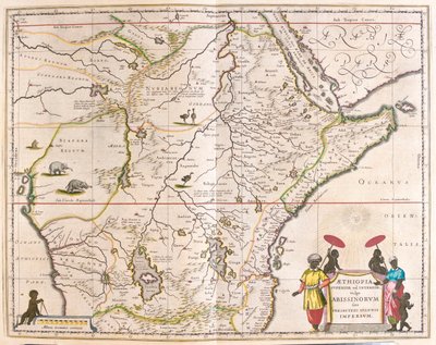 モザンビークを含む中央アフリカと東アフリカ（アムステルダム、ウィレム・ブラウ著『Theatrum Orbis Terrarum, sive Atlas Novus』所収 作： Willem Blaeu