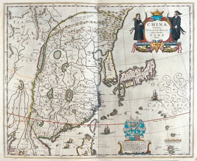 ウィレム・ブラウによる「Theatrum Orbis Terrarum, sive Atlas Novus」（アムステルダム）所収のブラウの中国地図の最初。 作： Willem Blaeu