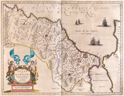 北西アフリカとモロッコ（アムステルダム、ウィレム・ブラウ著『Theatrum Orbis Terrarum, sive Atlas Novus』所収 作： Willem Blaeu