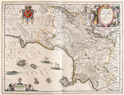 アムステルダム、ウィレム・ブラウ著「Theatrum Orbis Terrarum, sive Atlas Novus」所収、イタリア、カンパニア地方 作： ウィレム・ブルー