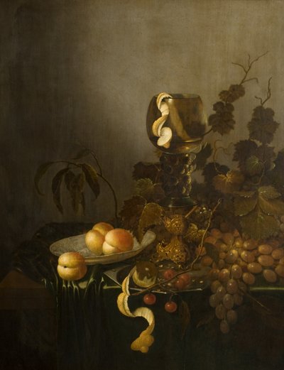 果物とホックグラスのある静物 作： Willem Claesz. (manner of) Heda