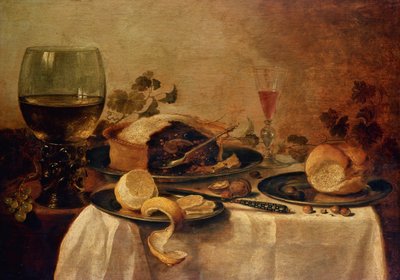 フルーツパイのある静物、1635 作： Willem Claesz. Heda