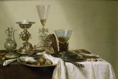 カキとナッツのある静物、1637 作： Willem Claesz. Heda