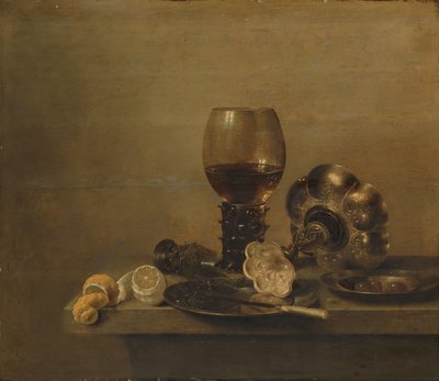 割れたガラスのある静物 作： Willem Claesz. Heda