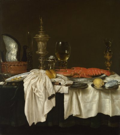 ロブスターのいる静物画、1650-1660年頃 作： Willem Claesz. Heda
