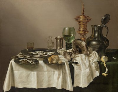 金箔のあるカップのある静物、1635 作： Willem Claesz. Heda