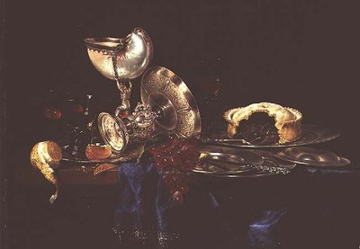ミンスミートパイとオウムガイのカップのある静物画 作： Willem Claesz. Heda
