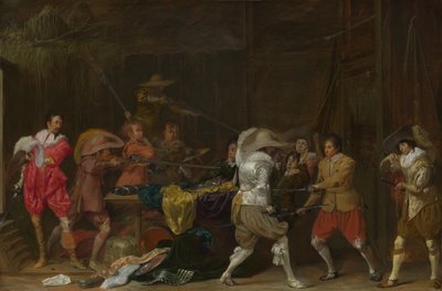 納屋で戦利品をめぐって戦う兵士、1623年頃 作： Willem Cornelisz Duyster