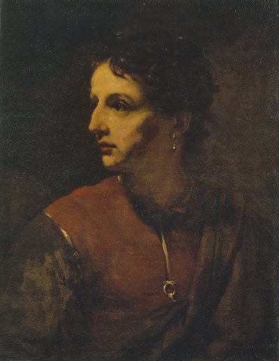 イヤリングを持つ若い男の肖像、1655年。 作： Willem Drost