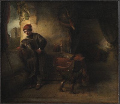 「学生」として知られている彼の研究読書で窓際に立っている若い男 作： Willem Drost