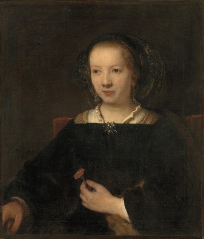 カーネーションを持つ若い女性 作： Willem Drost