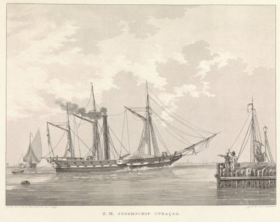 岸壁の外輪船 Z.M. Steamship Curaçao (オブジェクトのタイトル) 作： Willem Hendrik Hoogkamer