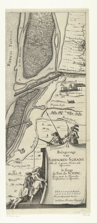 Beleg van Schenckenschans（右ページ）、1635 すべての新しい砦とアプローチを備えたシェンケン・スカンス包囲戦 作： ヘンドリック・ホンディウス（I）