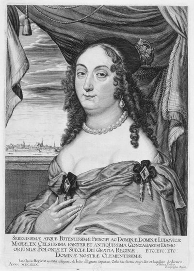 マリア・ルートヴィガ・ゴンザガ（1611-67）ポーランドの女王、1649 作： Willem Hondius
