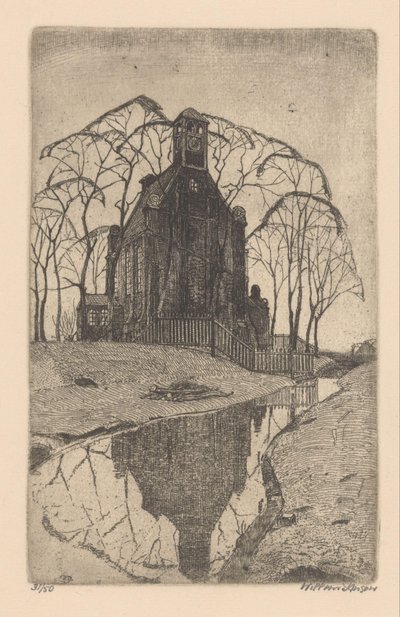 村の教会 作： Willem Jansen (graveur) (signed by artist)