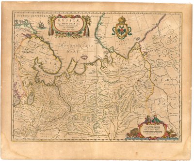 ロシアの地図：旧世界...、1645 作： Willem Janszoon Blaeu