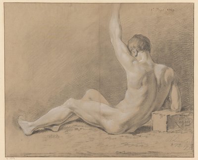 後ろから見た座っている男性の裸体 (一等賞 1769) 作： Willem Joseph Laquy