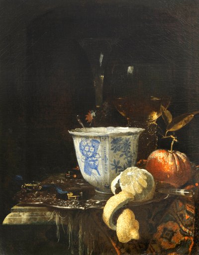 "Nature morte au bol de porcelaine chinoise" (中国製磁器の鉢を持つ静物) Peinture de Willem Kalf (1619-1693) 油彩・キャンバス 52,5x41,8 - Fondation Custodia 作： Willem Kalf