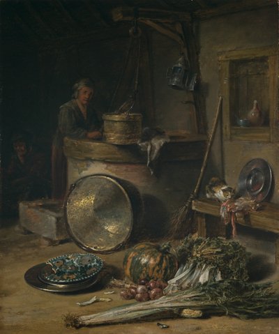 井戸の女と農民の室内》1642-43年頃（油彩・パネル） 作： Willem Kalf