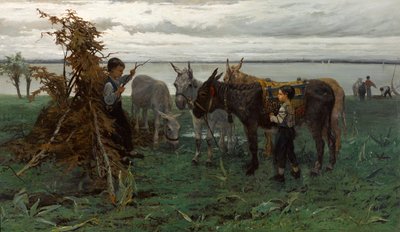 ロバの群れを追う少年たち 作： Willem Maris