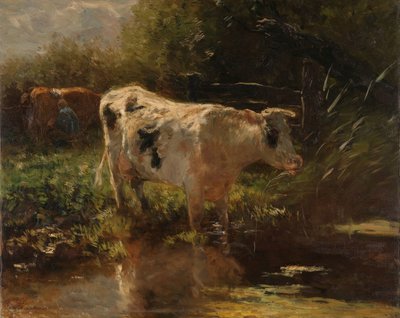 溝のそばの牛 溝側の牛 作： Willem Maris