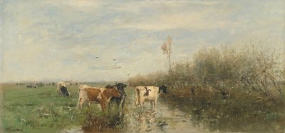 湿った牧草地の牛 作： Willem Maris