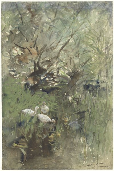 柳の下のカモ 作： Willem Maris