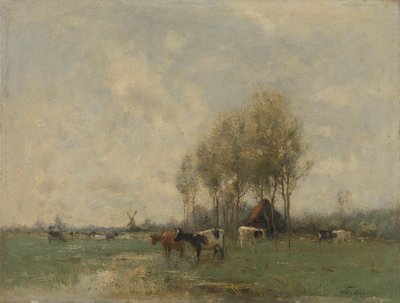牛のいる牧草地 作： Willem Maris