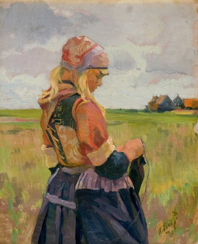 風景の中の少女[またはオランダの少女]、c.1892-94（キャンバスに油彩） 作： Willem Maris