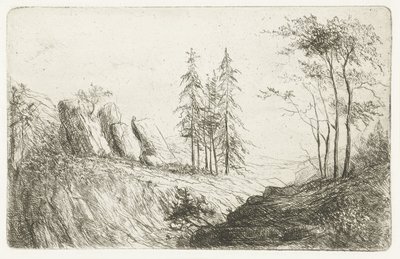木のある山の風景 作： Willem Matthias Jan van Dielen