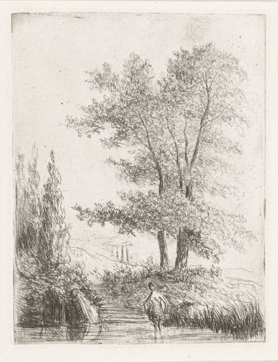 水浴のある丘陵風景 作： Willem Matthias Jan van Dielen