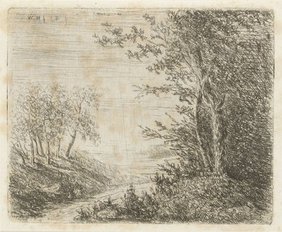 小川のある丘陵の風景 作： Willem Matthias Jan van Dielen