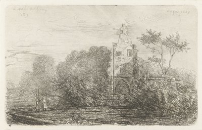 廃墟と二人の人物のある風景 作： Willem Matthias Jan van Dielen
