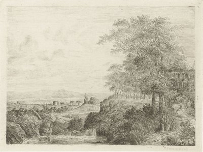 神殿と人物像のある南部の風景 作： Willem Matthias Jan van Dielen