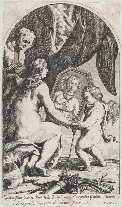 キューピッドが持つ鏡の前のヴィーナス、老婆に髪を梳かれるヴィーナス（1631年 作： Willem Panneels