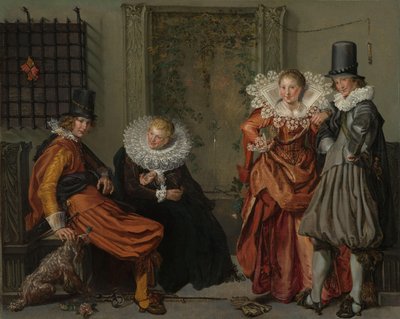 優雅なカップルの求愛 テラスで優雅なカップル 作： Willem Pietersz Buytewech
