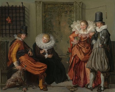 優雅なカップルが求愛します。 1616-20 作： Willem Pietersz Buytewech